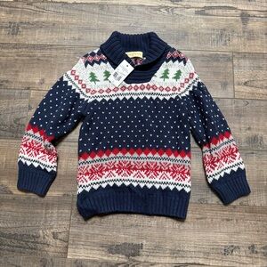 Sweet Magnolia Navy Blue Fair Isle Christmas Tree Holiday Sweater Boys Size 3T